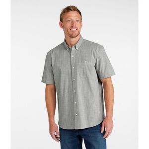 Size XXL Denver Hayes Comfort Stretch Chambray Grey Short Sleeve Dress Shirt
